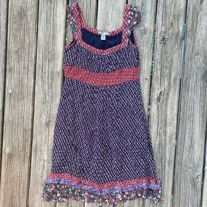 Maple Anthropologie Womens Silk Dress Cap Sleeve Ruffle Floral | Size XS